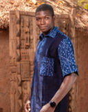 2- tone, short- sleeved shirt with collar, buttons at neck, pocket - Image 3