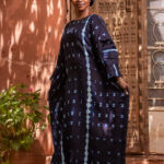 Ankle-length kaftan gown with long sleeves