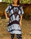 Ensemble  Calf-length V-neck short- sleeved dress  Long pants - Image 3