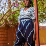 Ensemble Fitted V-neck Top and long pants