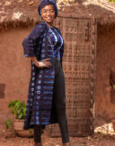 Calf-length buttoned coat with ¾ sleeves and slit side panels - Image 3