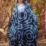 Ankle-length kaftan gown with long sleeves