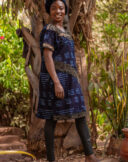 Knee-length dress with short sleeves, round neck - Image 4