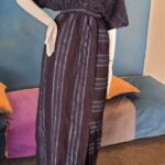 Long V-neck panel dress